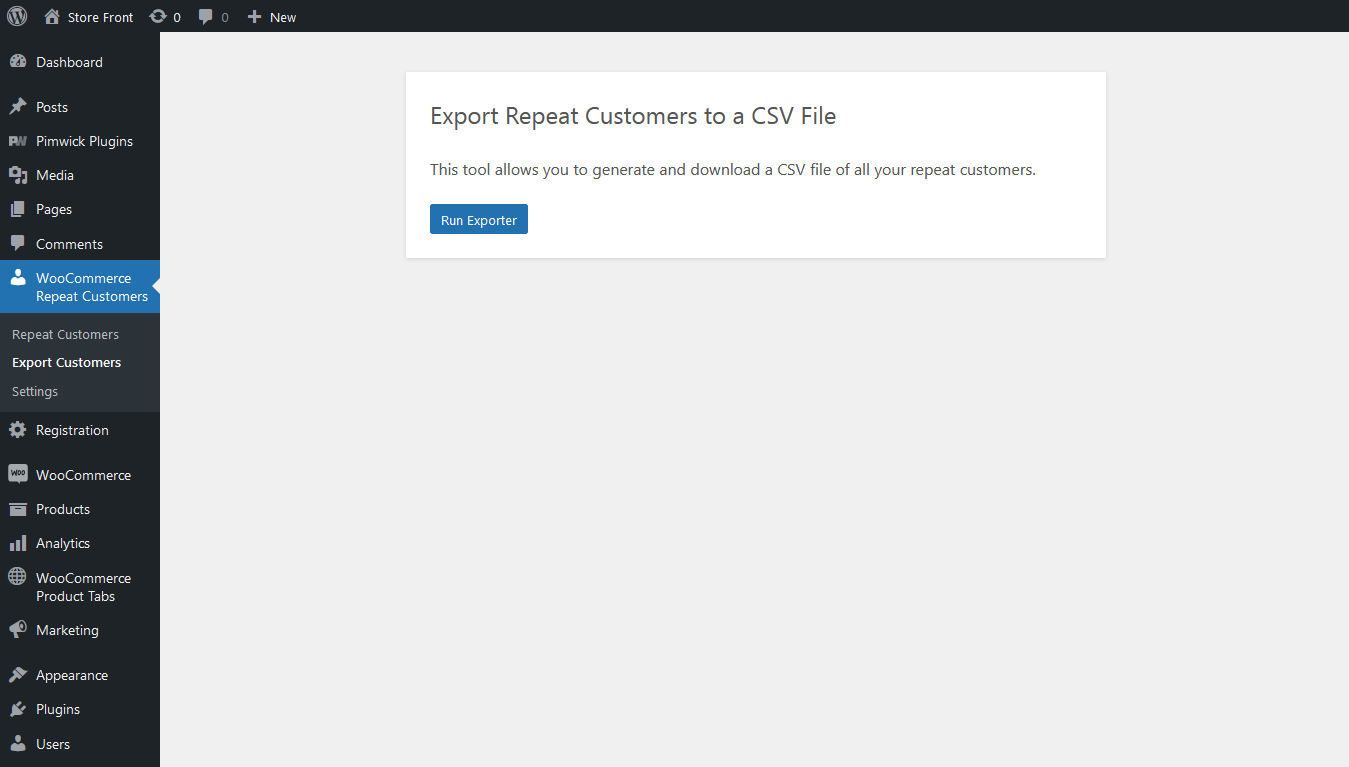 Repeat Customers for WooCommerce – Admin Panel – Export Customers
