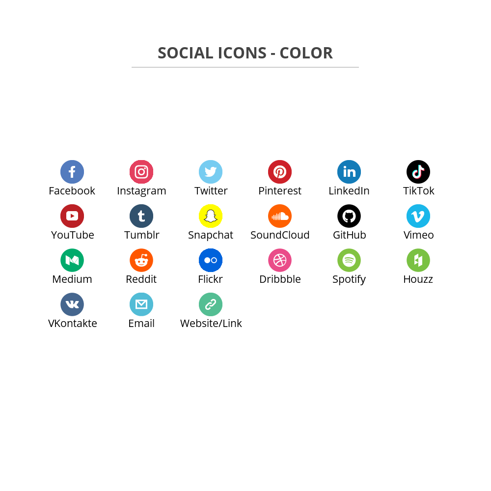 Social Icons for WooCommerce Emails – Social Icons Color List